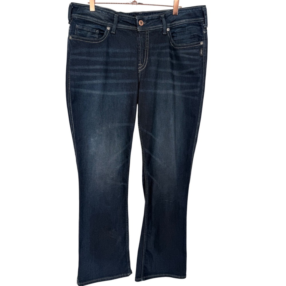 Silver Jeans Co Womens Suki Mid Rise Slim Bootcut Jeans Dark Wash Denim Size 18 - Picture 5 of 14